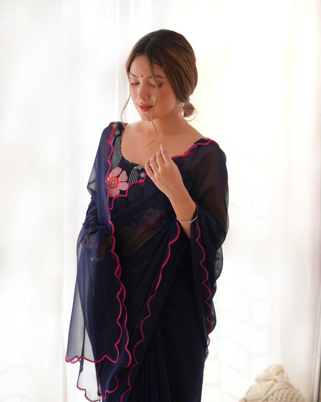 georgette embroidery work best saree online