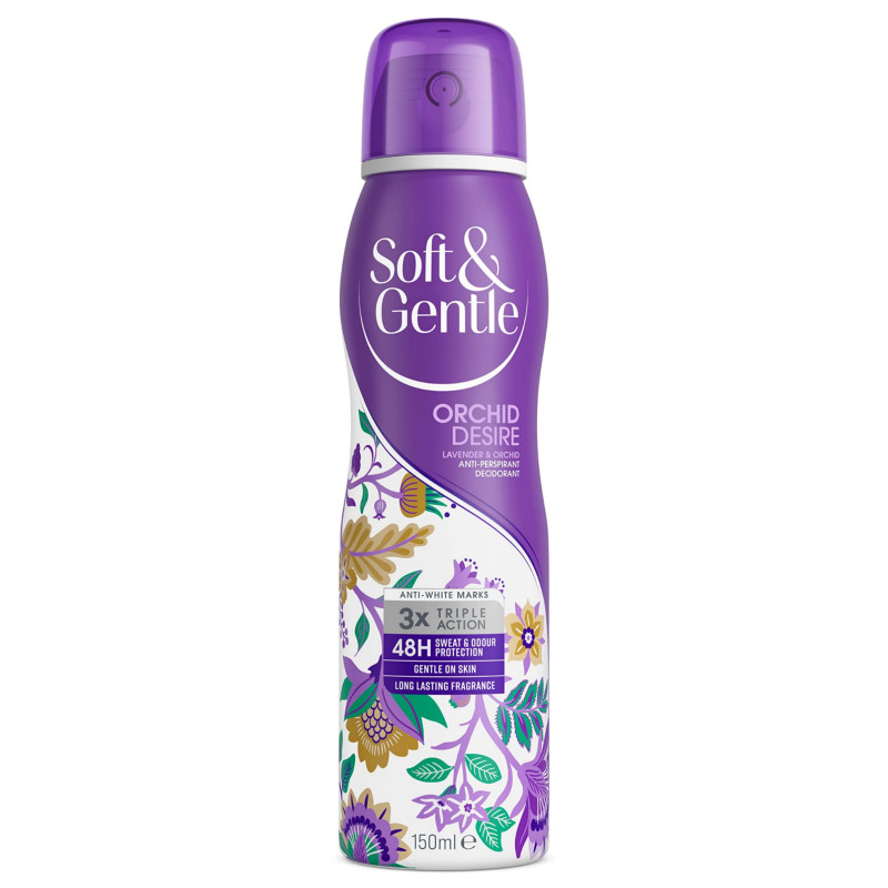 Soft and Gentle Orchid Desire Lavender & Orchid Scent Anti-Perspirant Deodorant Body Spray 150ml