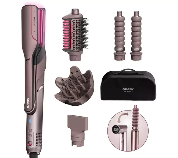 SHARK HD652SUK FlexFusion Straight 5-in-1 Air Styler & Hair Dryer with Storage Case - Cosmic Blush