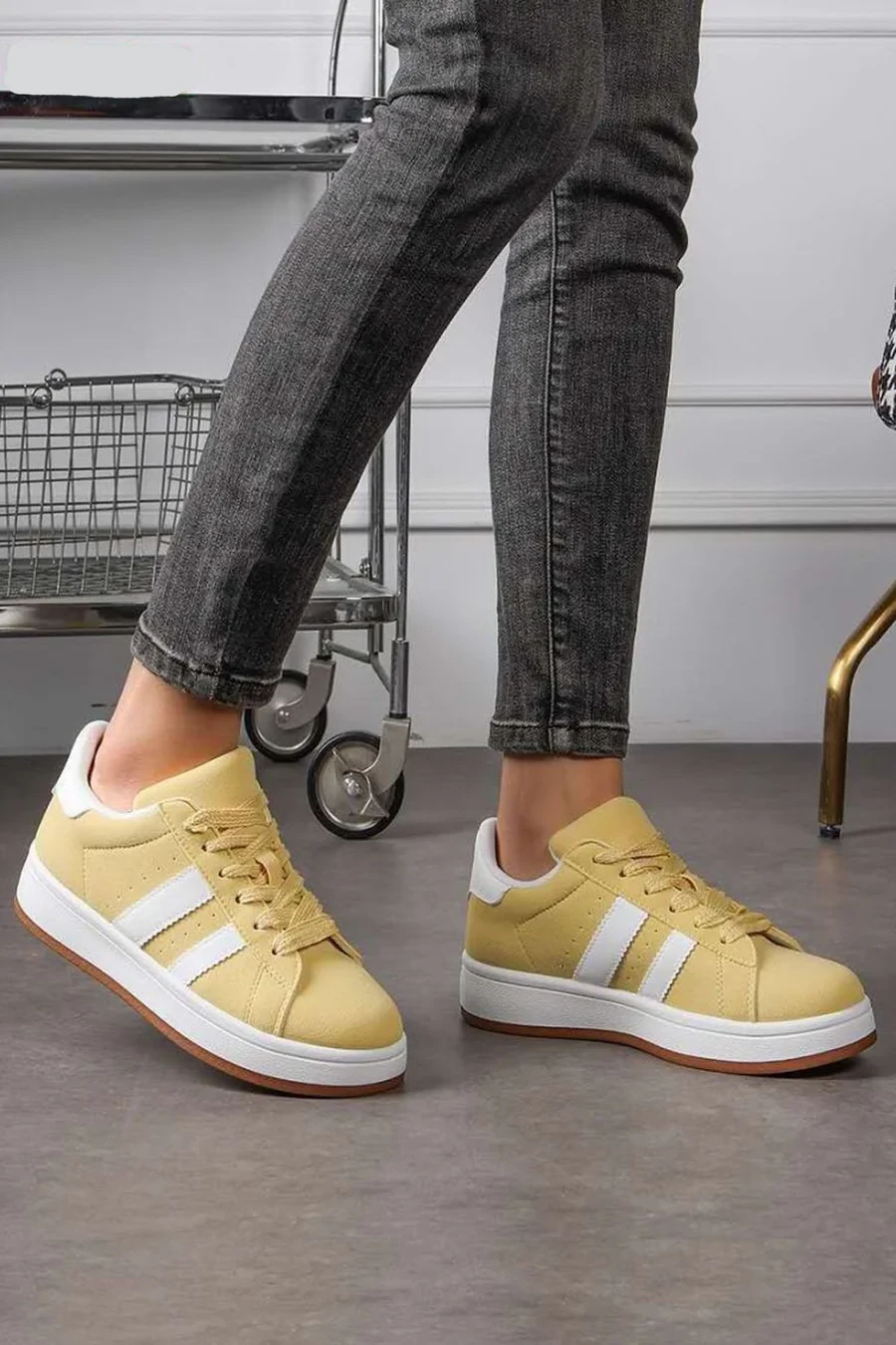 New Stripes Lace-Up Platform Sole Trainer