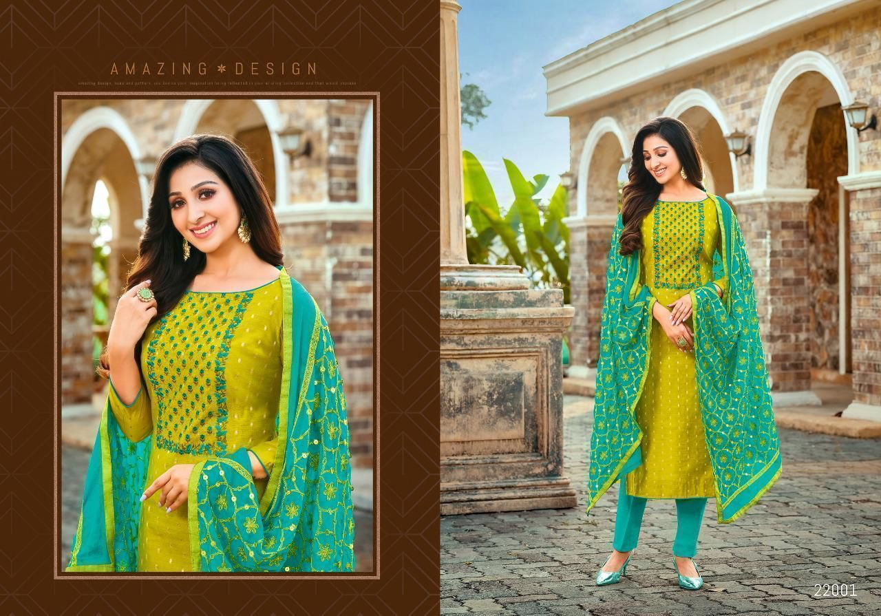 FESTIVE WEAR KURTI WITH BOTTOM DUPATTA - YELLOW