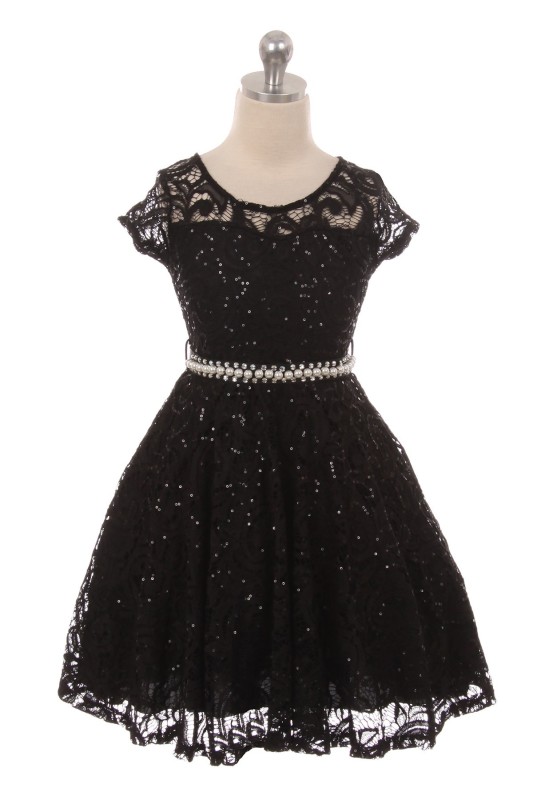 Sequin skater lace dress