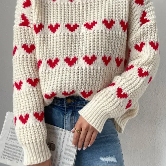 Valentine's Day Heart Jacquard Sweater