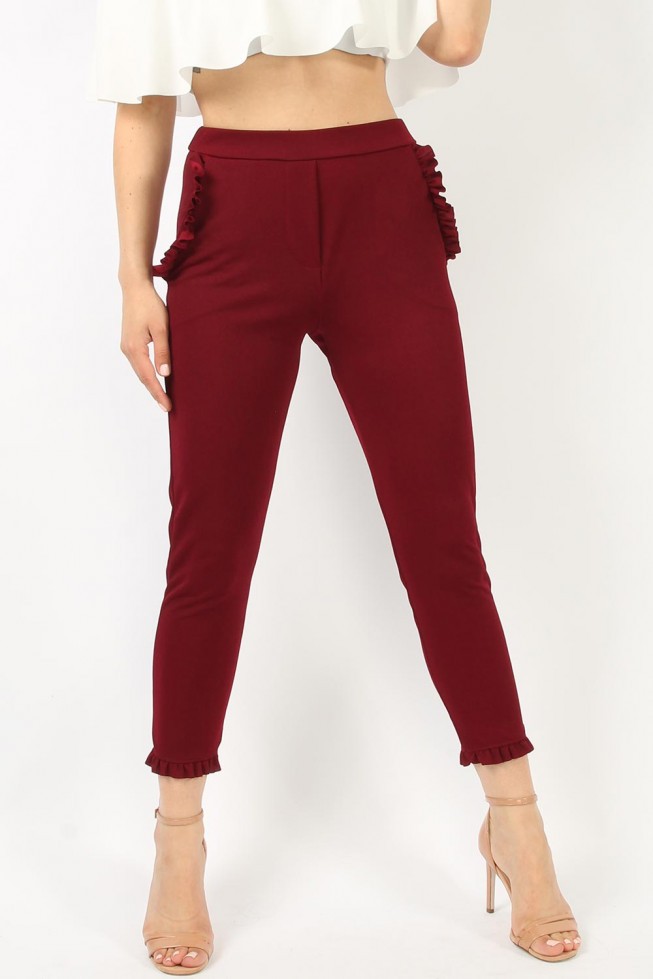 Fitted Frill Hem Trousers