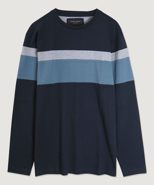 Long Sleeve Front Color Block Crew