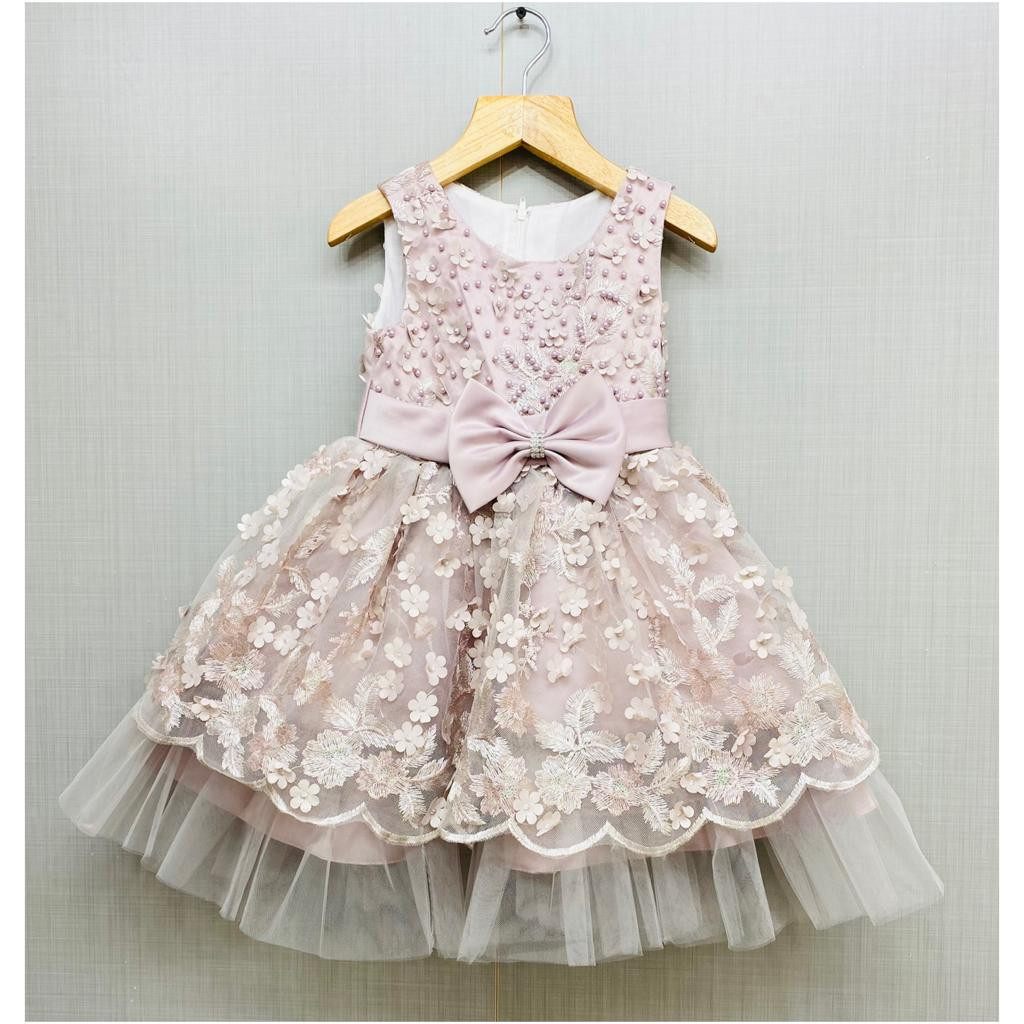 Girls Embroidered Beaded Petal Party Dress (2-12Y)