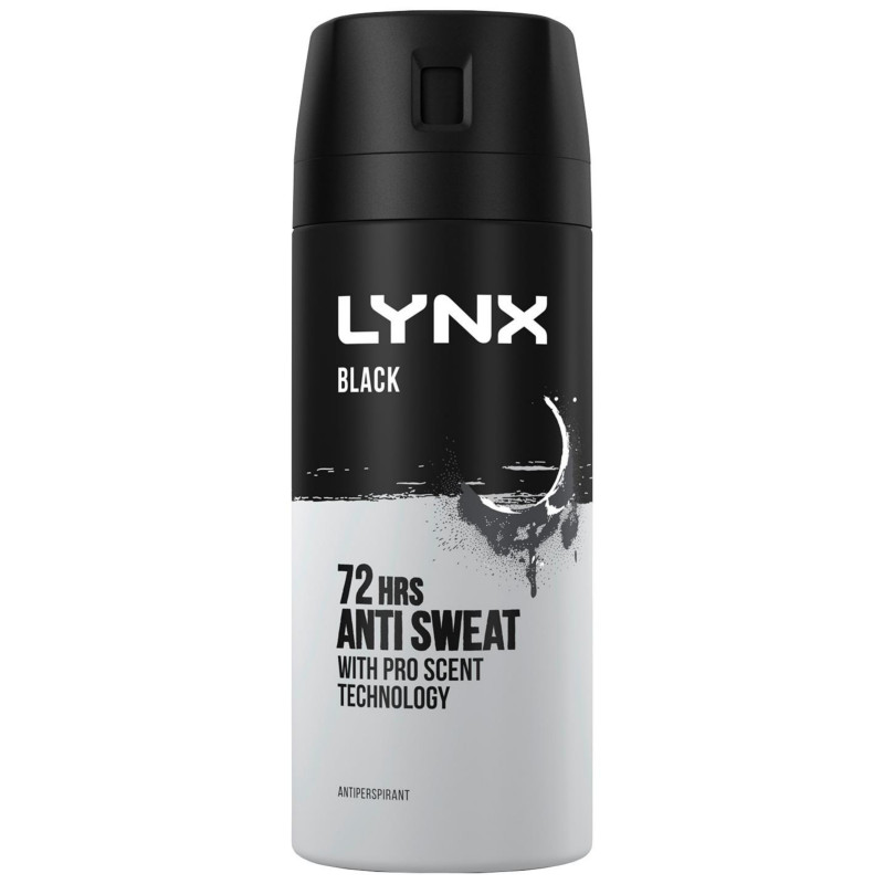 Lynx Black 72Hr Anti Sweat Men's Anti-Perspirant Deodorant Body Spray 150ml