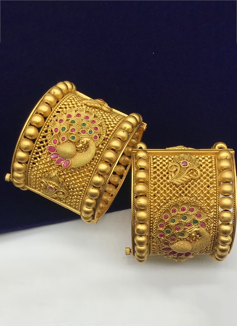 New Classic Gold Plated Temple Bangles Collection