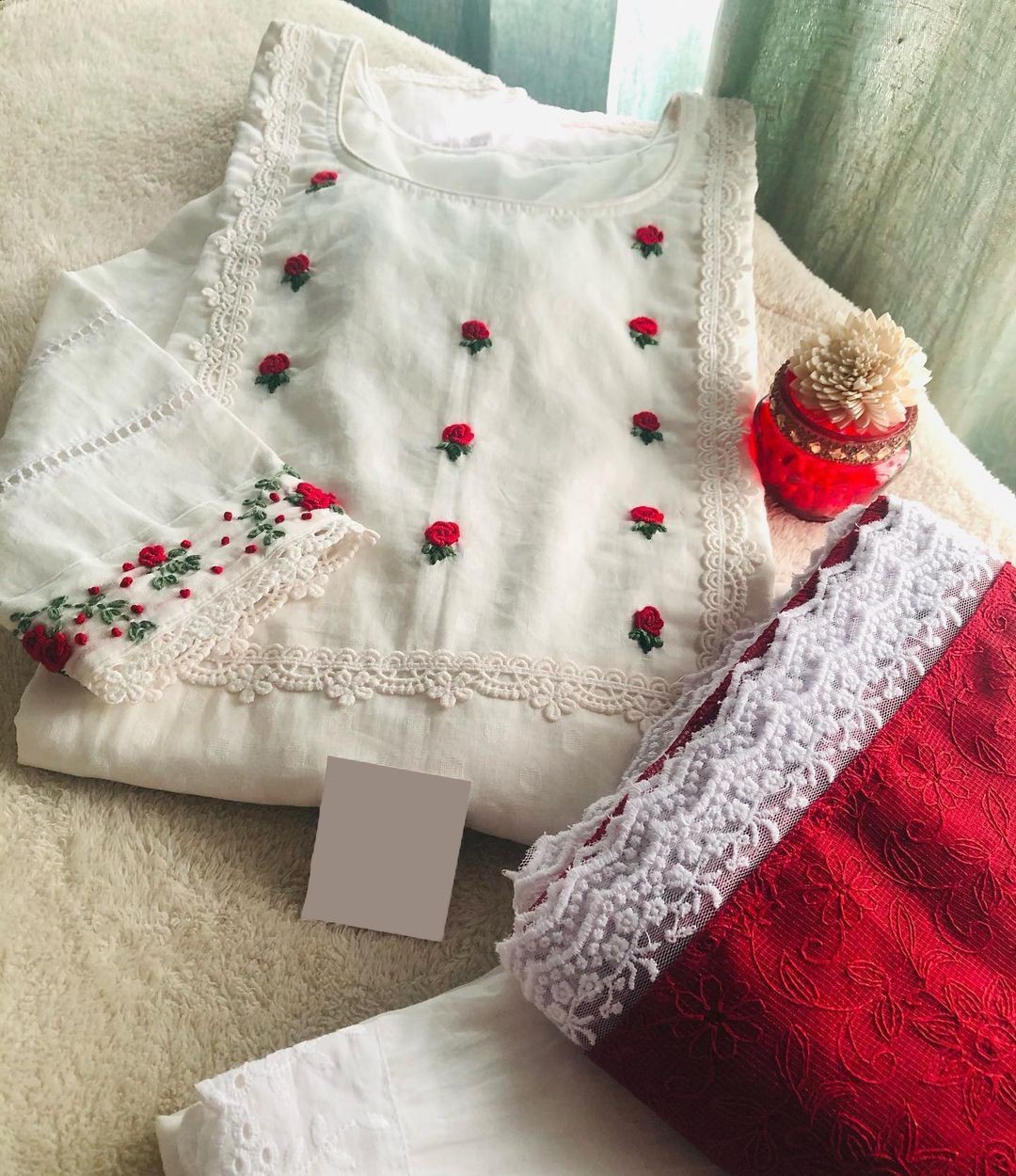 Georgette jequed febric suit