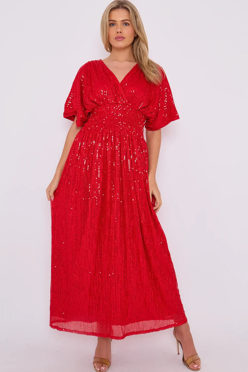 DEMI SEQUIN GAHTHER MAXI - RED