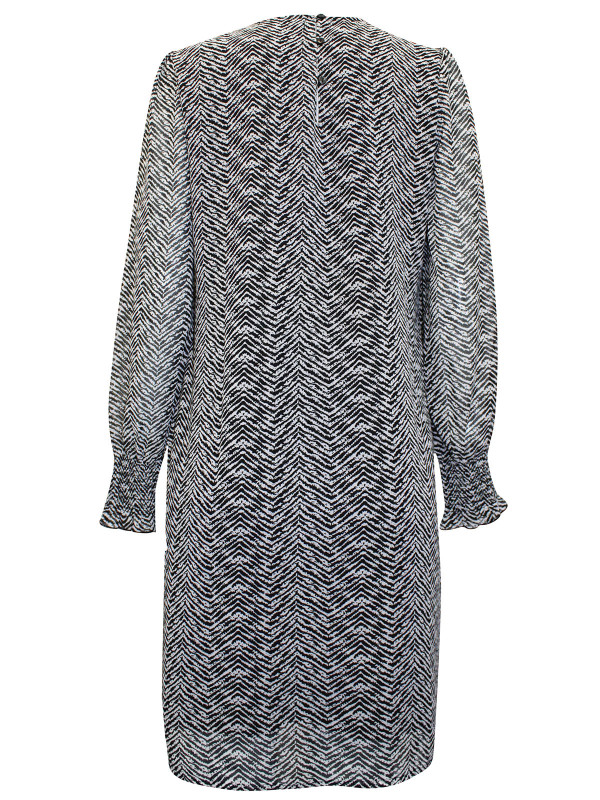 Chevron Print Shirred Panel Dress