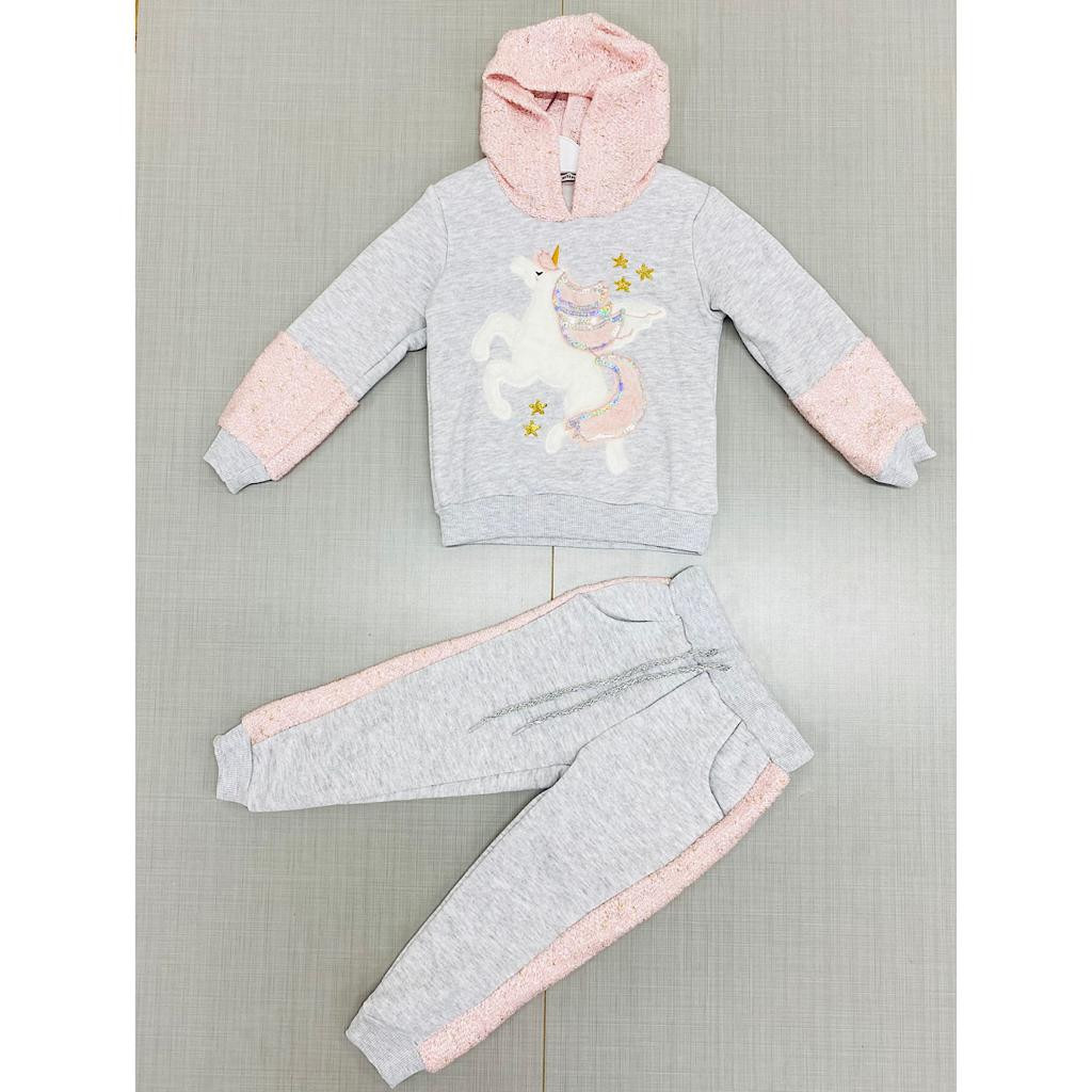 Girls Two Piece UNICORN Sequin Hooded Loungewear Set (3-7Y)