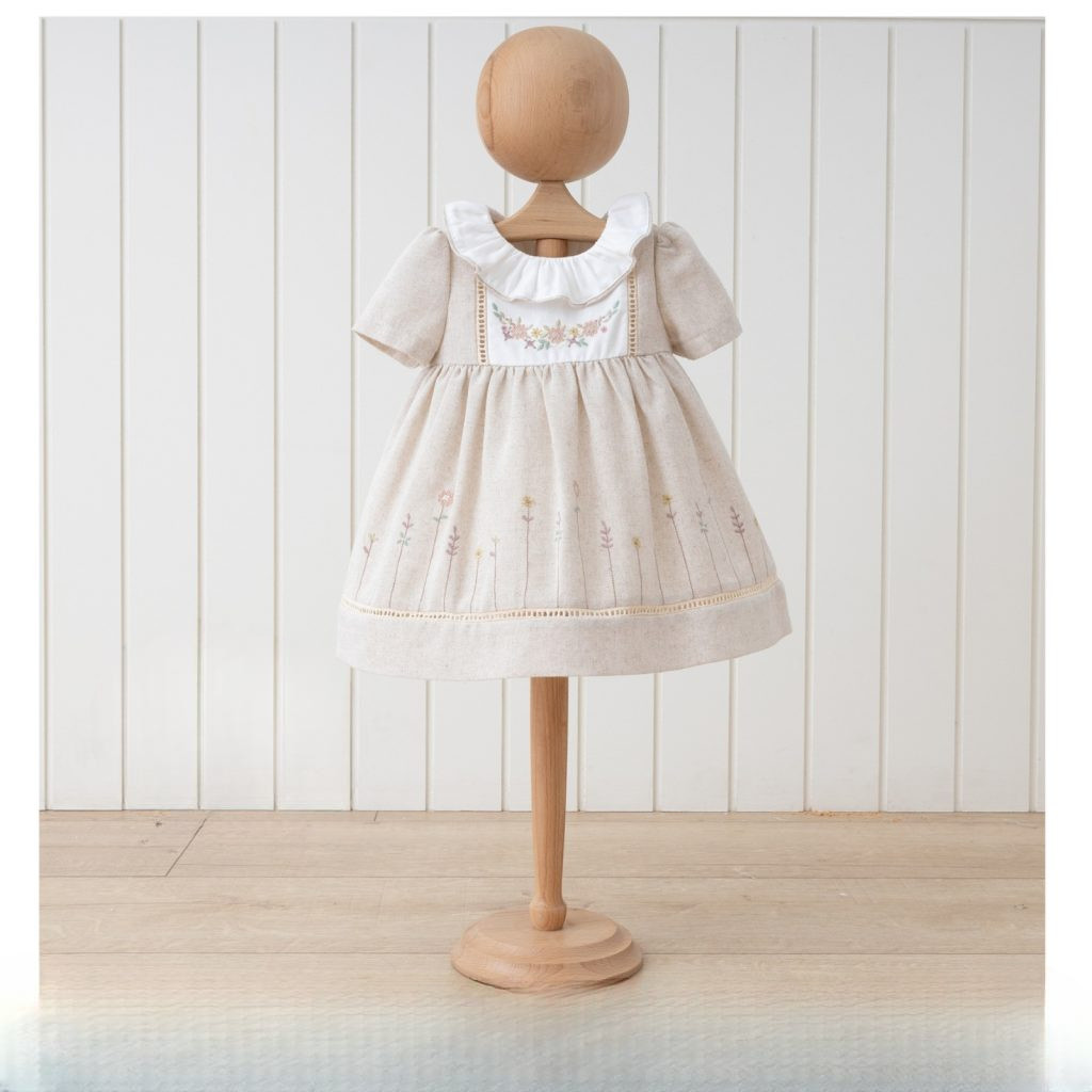 Baby Girls Floral Embroidered Frilly Collar Spanish Dress (6-24M)