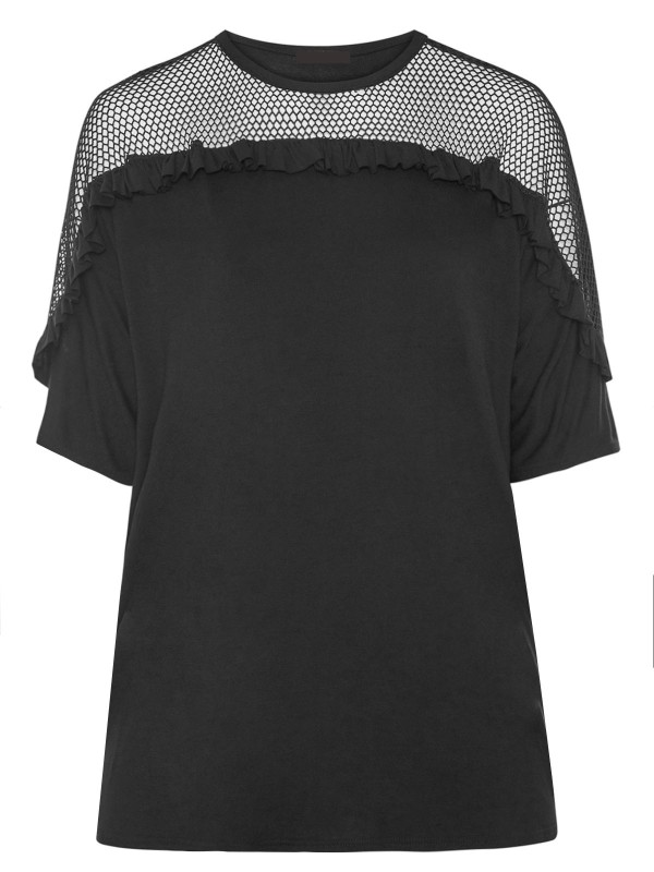 Fishnet Insert Ruffle Top