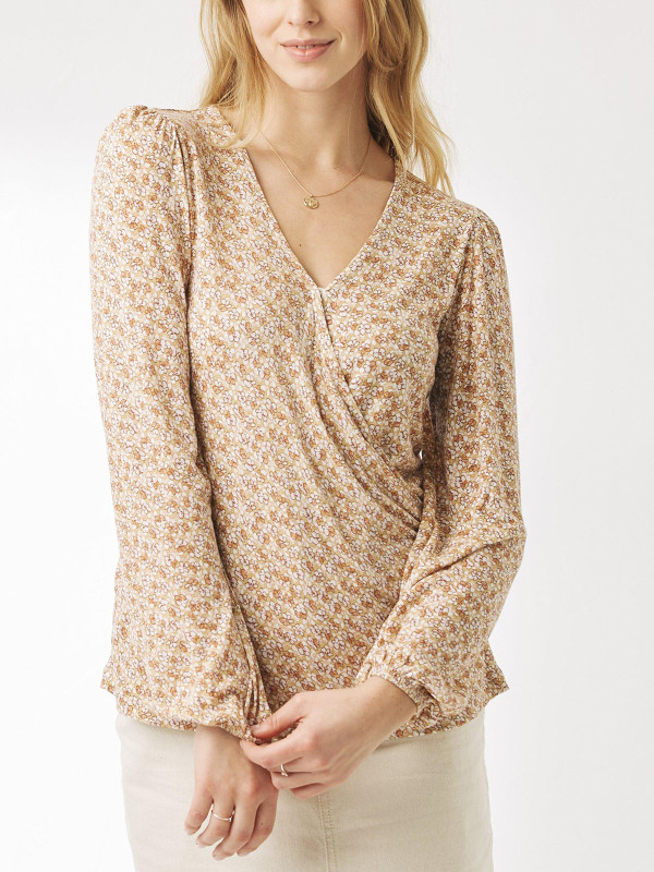 Bethany 70s Floral Wrap Top