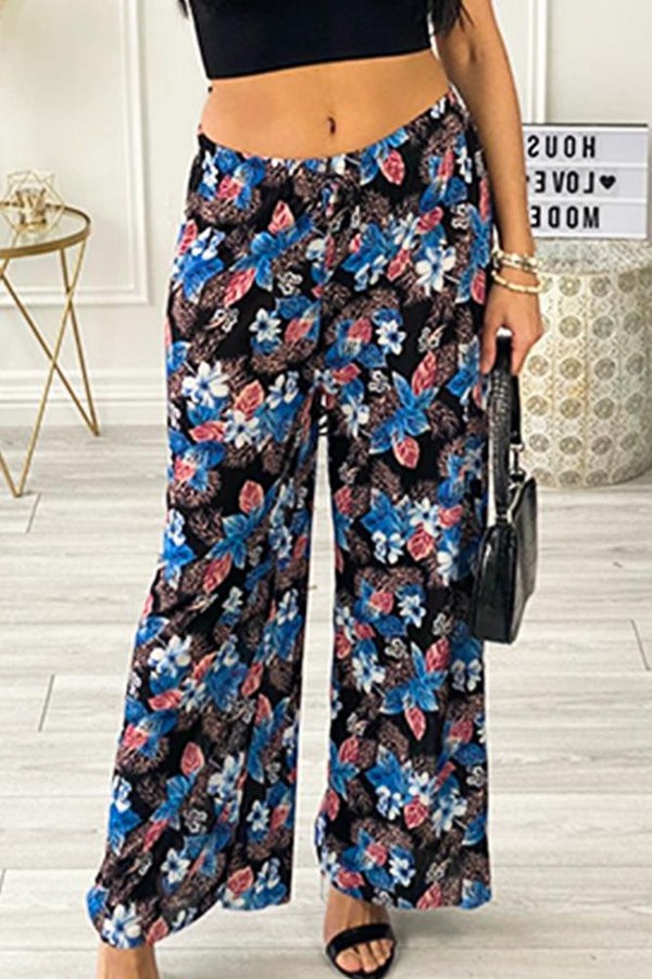 Floral Print Drawstring Plazzo Trouser