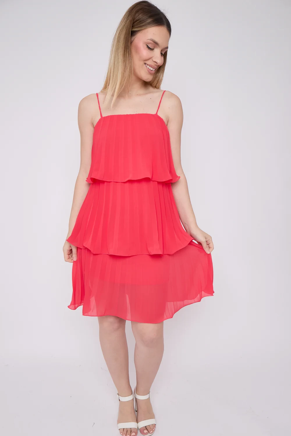 CAMI PLEATED LAYERED DRESS