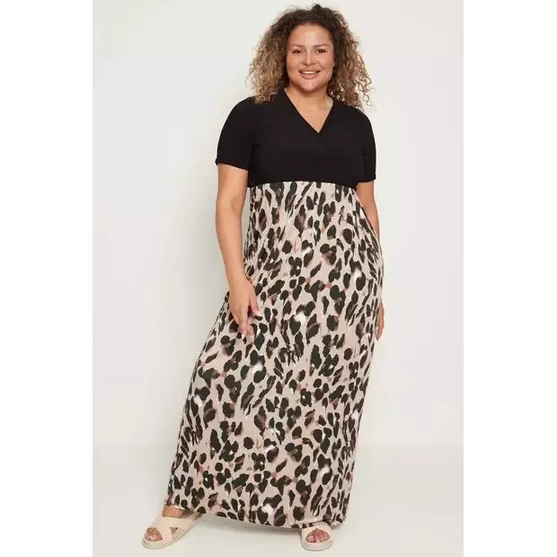 Plus size black animal dress