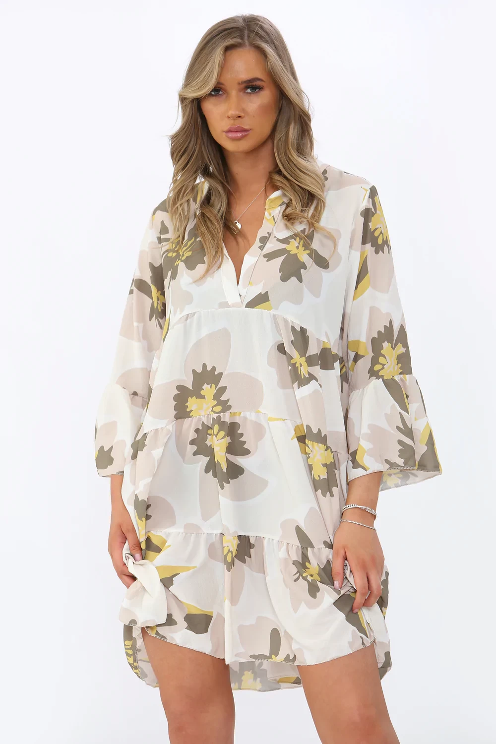 FLOWER PRINT SMOCK DRESS