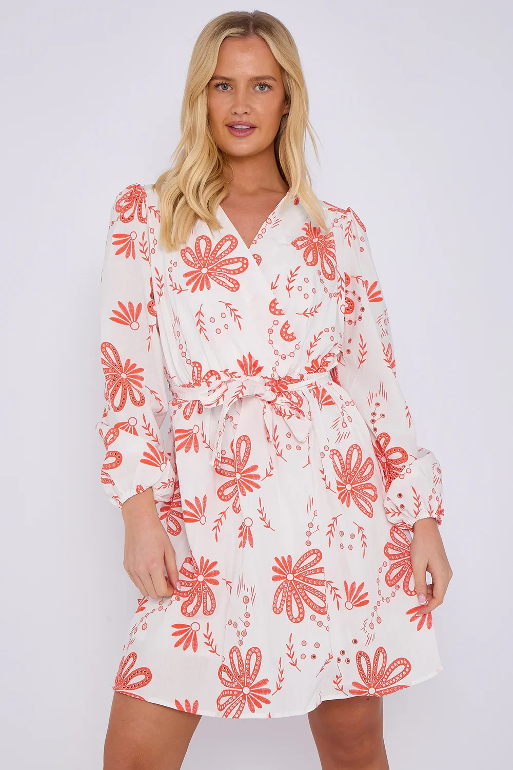 PRINTED ANGLAISED DRESS