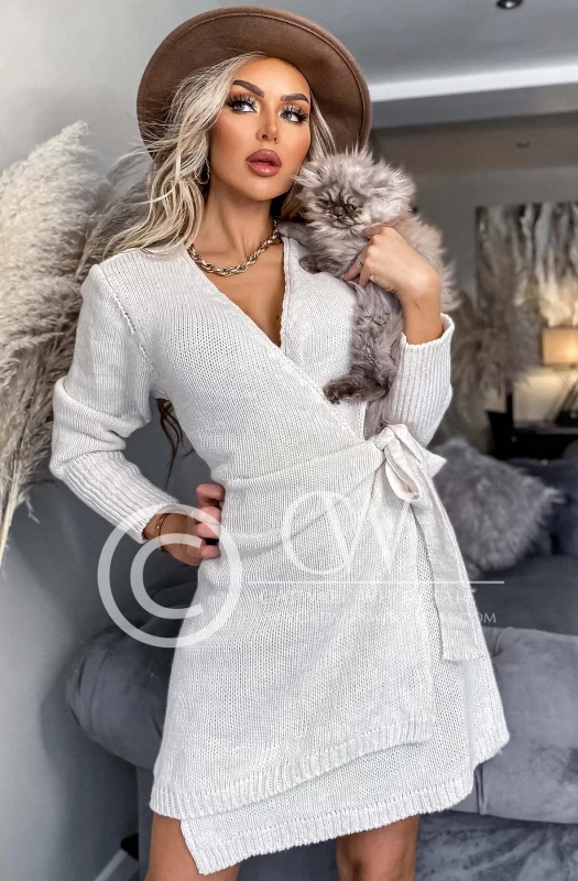 CATHERINE WRAP TIE UP KNITTED DRESS