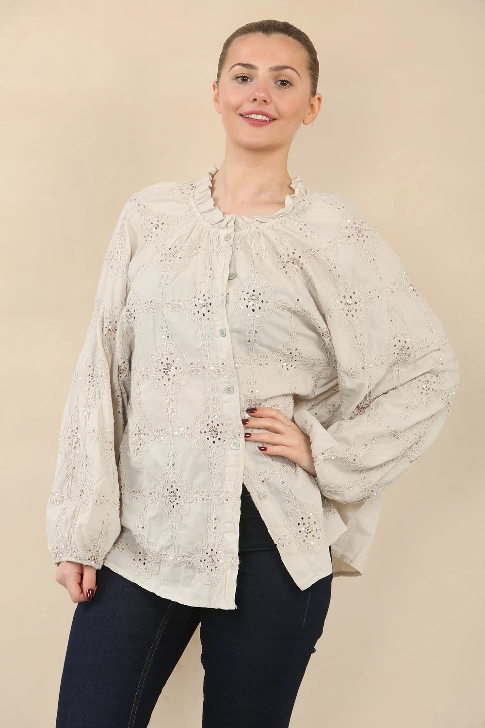 EMBROIDERED SEQUIN SHIRT