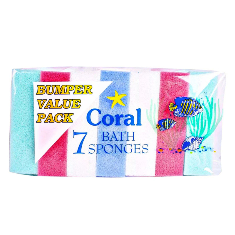 Coral Bath Sponges Bumper Value Pack 7Pack