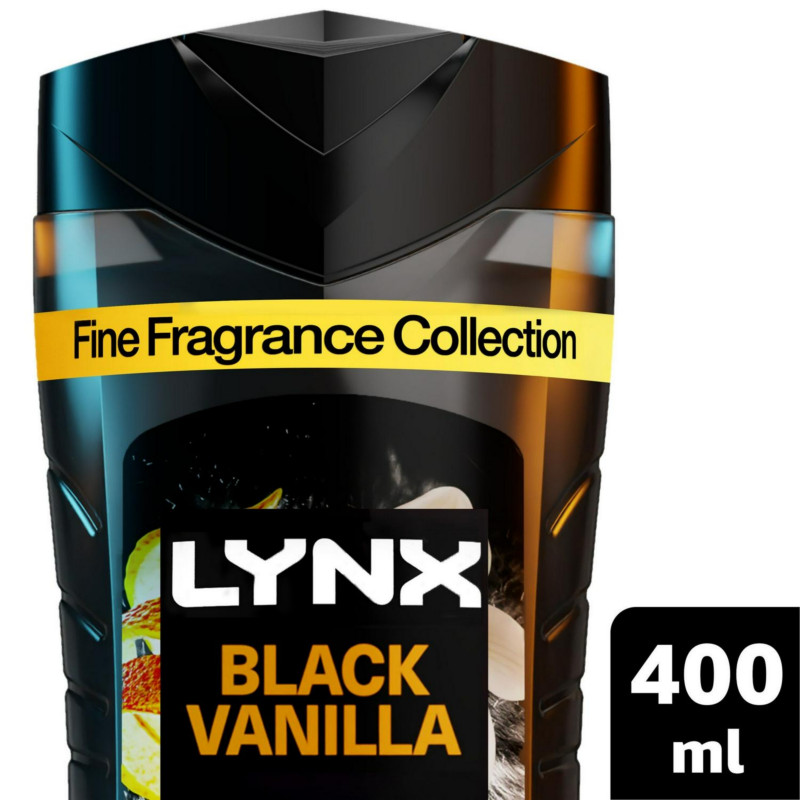 Lynx Black Vanilla Fine Fragrance Shower Gel Body Wash for Men 400ml