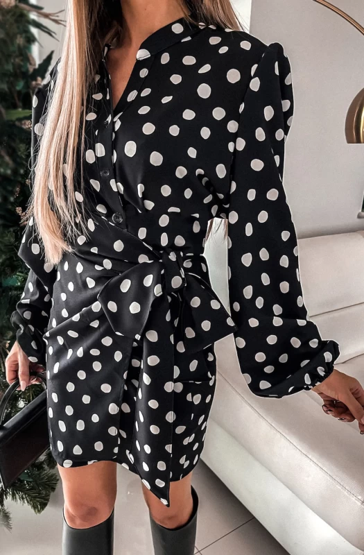 DEBORAH POLKA DOT WRAP MINI DRESS