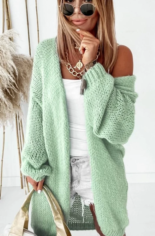 MARCIA LONGLINE KNITTED CARDIGAN-MINT