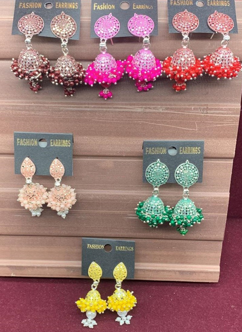 Brasso Design Polki Meenakari Earrings (Set Of 6 Pcs)