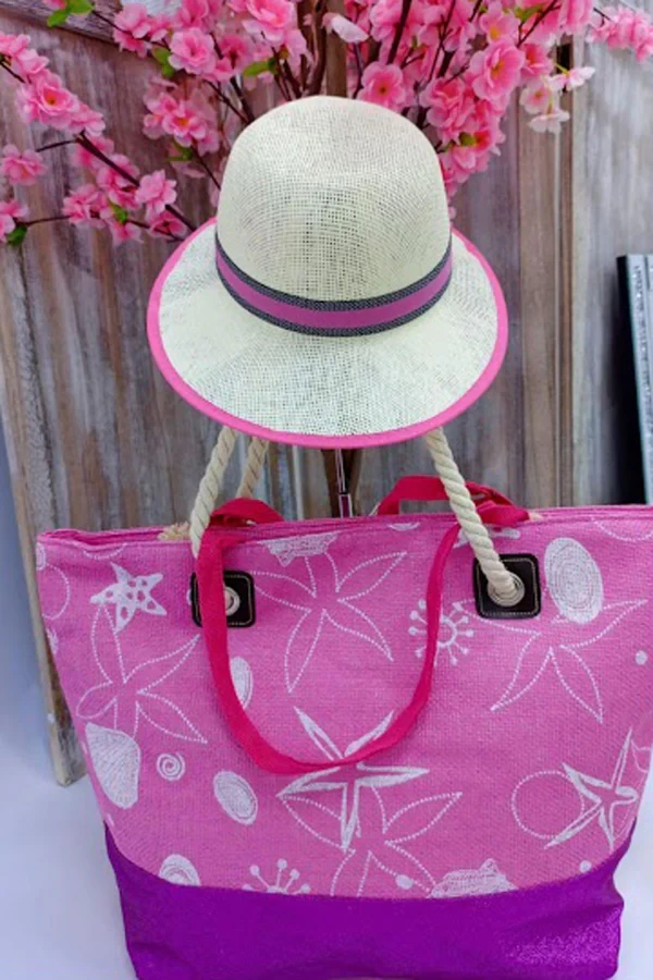 Printed Beach With Matching Summer Hat Bag