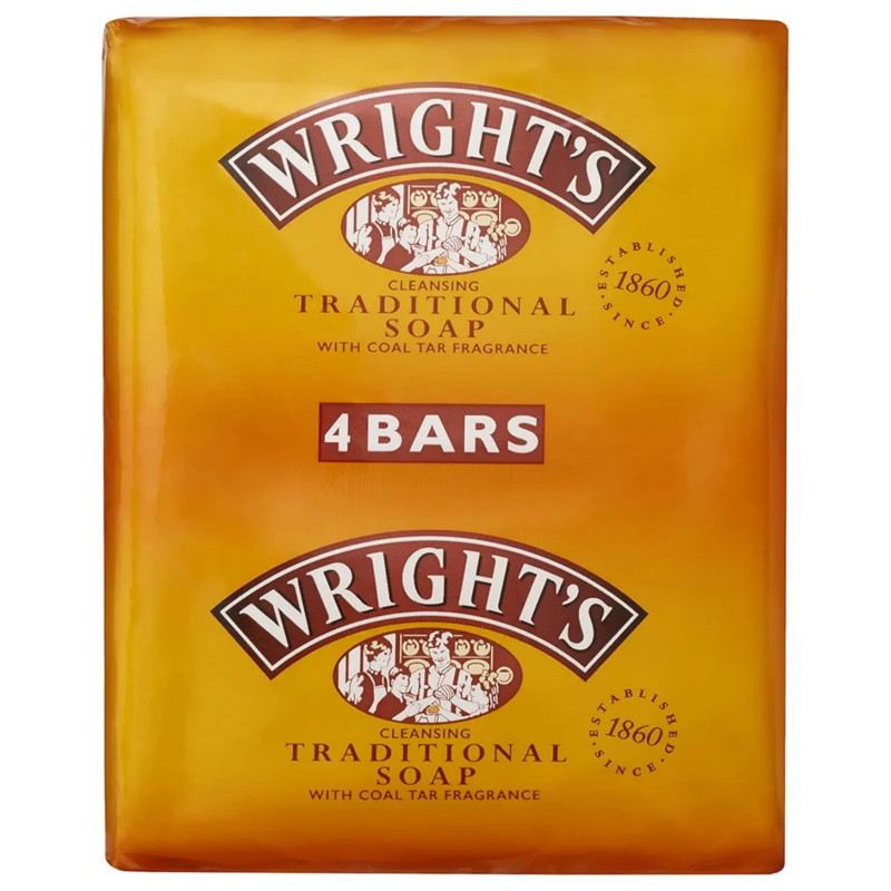 Wright's Cleansing Traditional Soap With Coal Tar Fragrance 4 x 100g