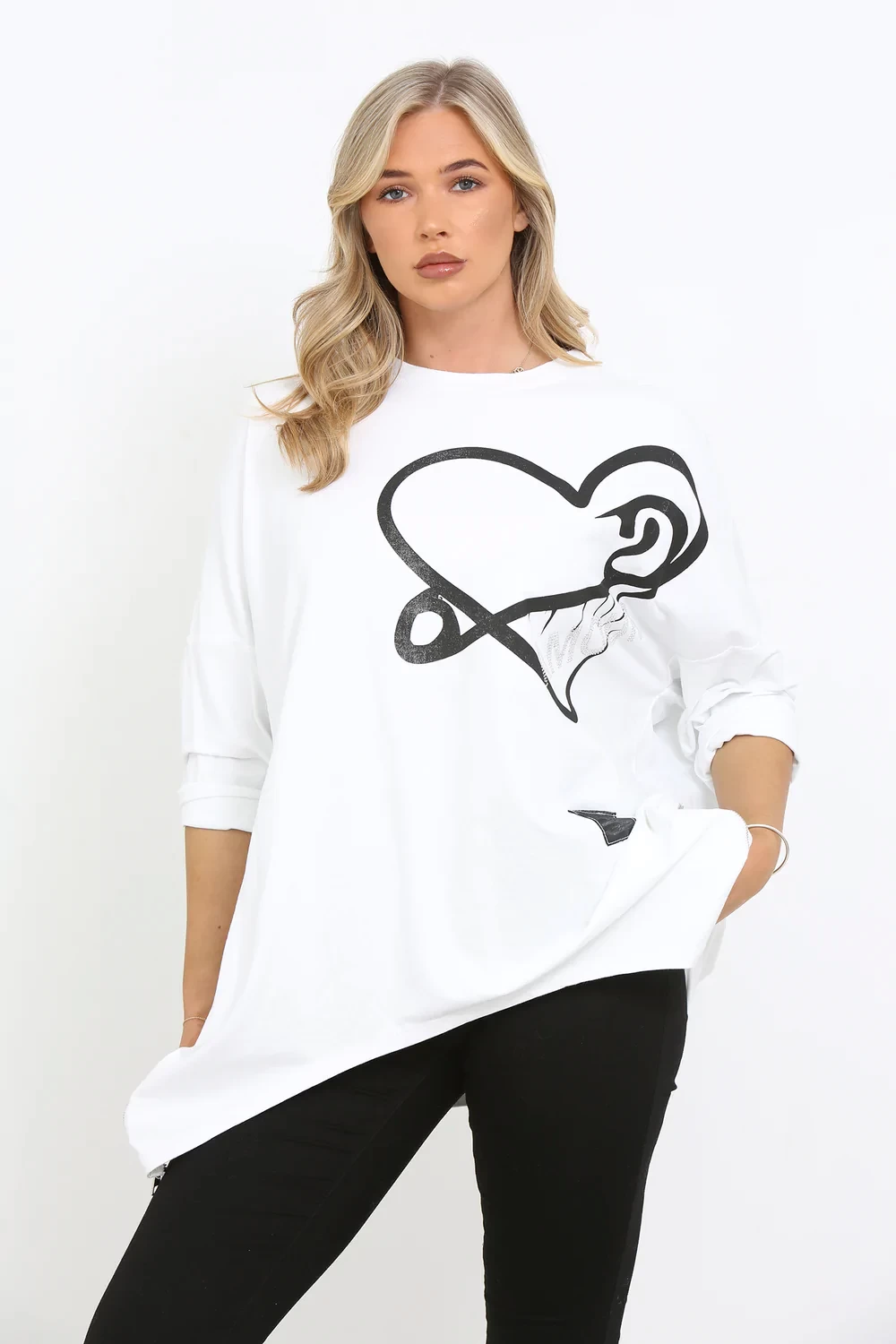 AMOUR SIDE ZIP SWEAT SHIRT
