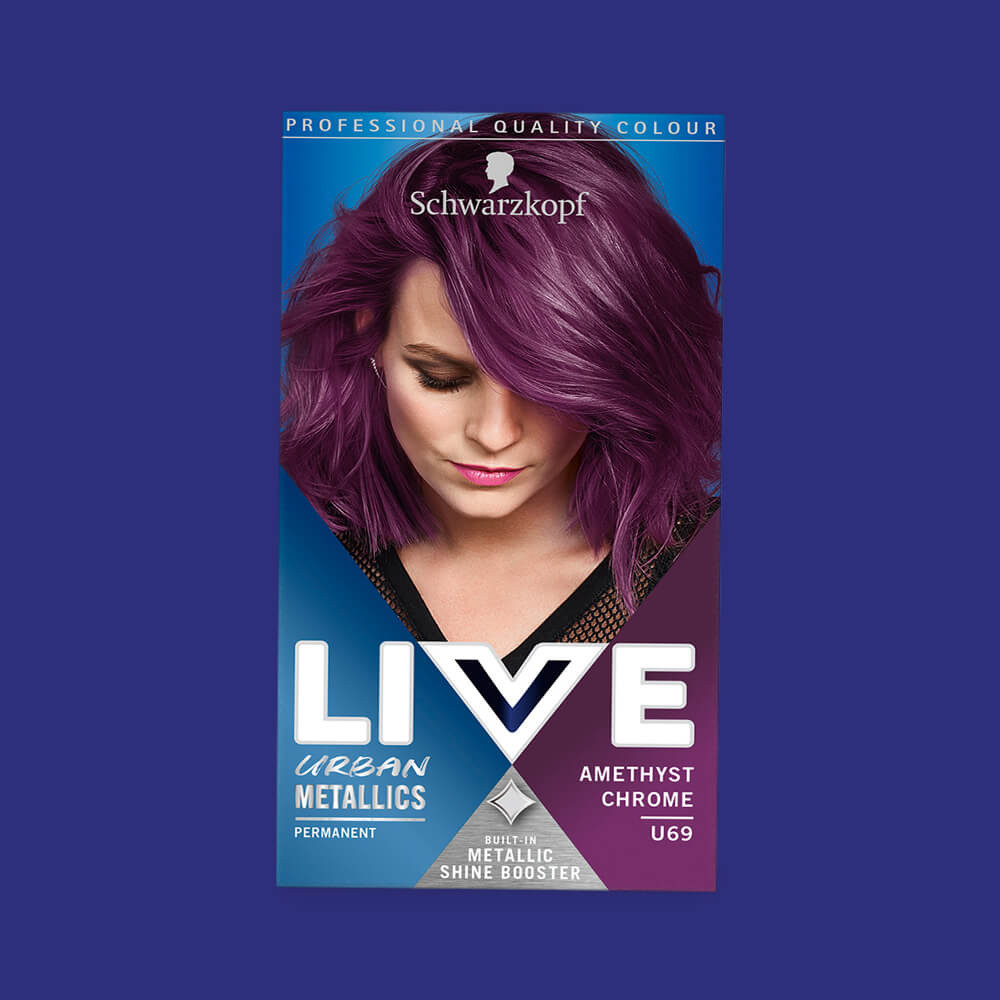 Schwarzkopf Live Intense Colour Urban Metallics Permanent Hair Dye Amethyst Chrome U69