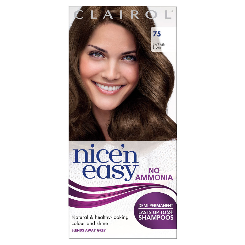 Clairol Nice'n Easy Non Permanent Hair Dye No Ammonia Light Ash Brown 75