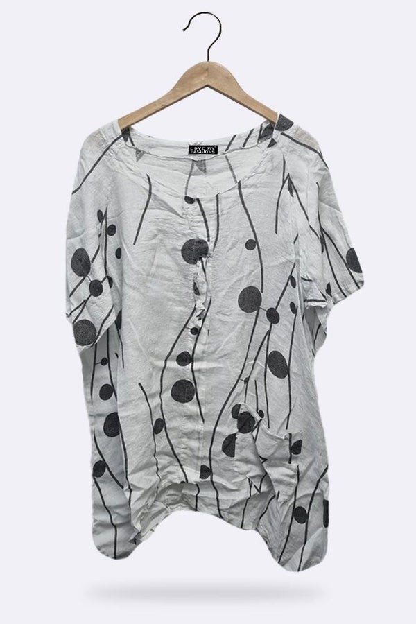 Marble Effect Print Tunic Top