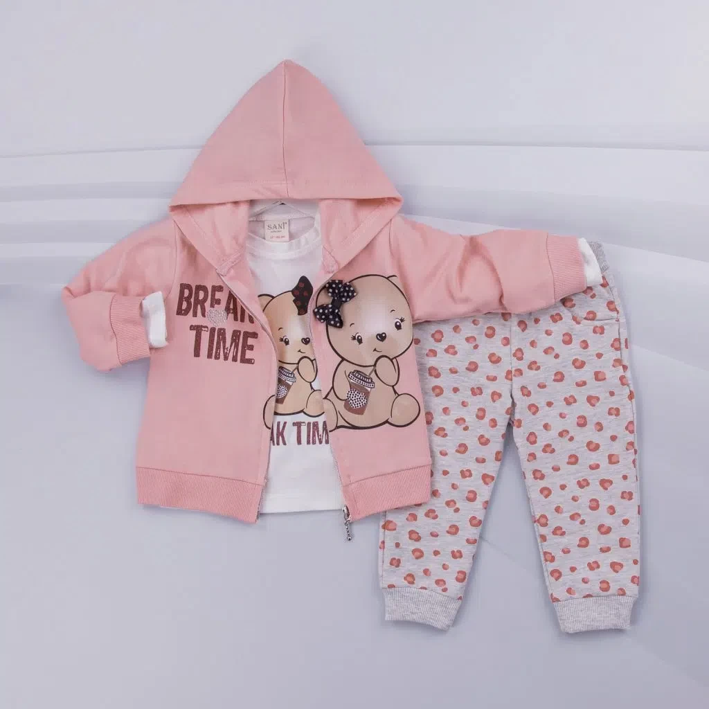 Girls Three Piece Teddy Bear Diamante Tracksuit (9-24M)