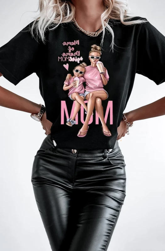 JUSTINE GRAPHIC 'MOM' PRINT T-SHIRT