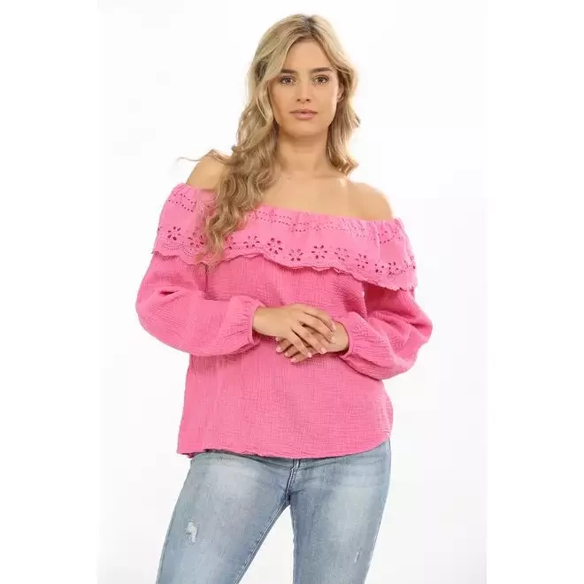 OFF THE SHOULDER CHEESE CLOTH TOP