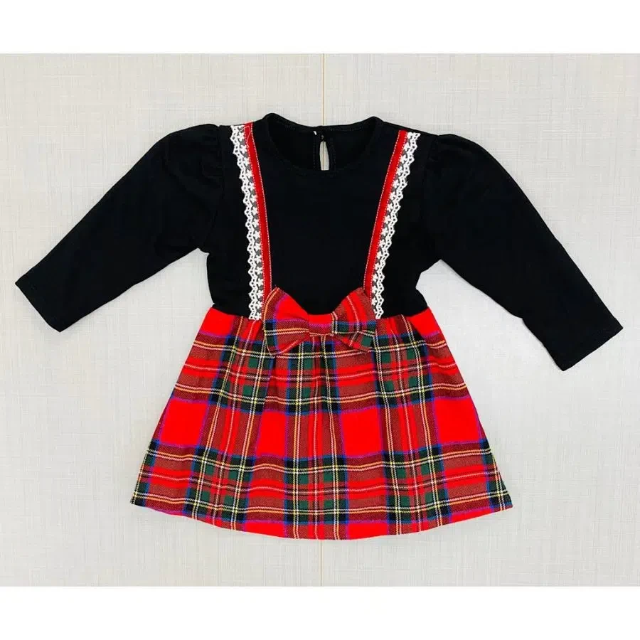 Baby Girls Full Sleeve Tartan Bow Dress