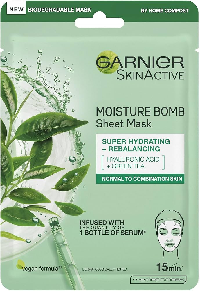 Garnier Moisture Bomb Green Tea Hydrating Face Sheet Mask