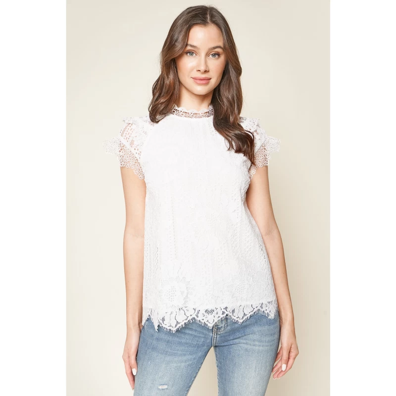 You Complete Me Lace Mock Neck Top