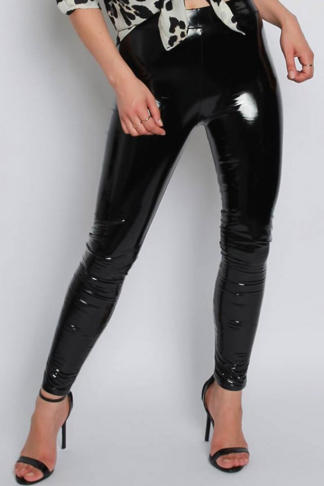 Wetlook Vinyl PU High Waisted Leggings