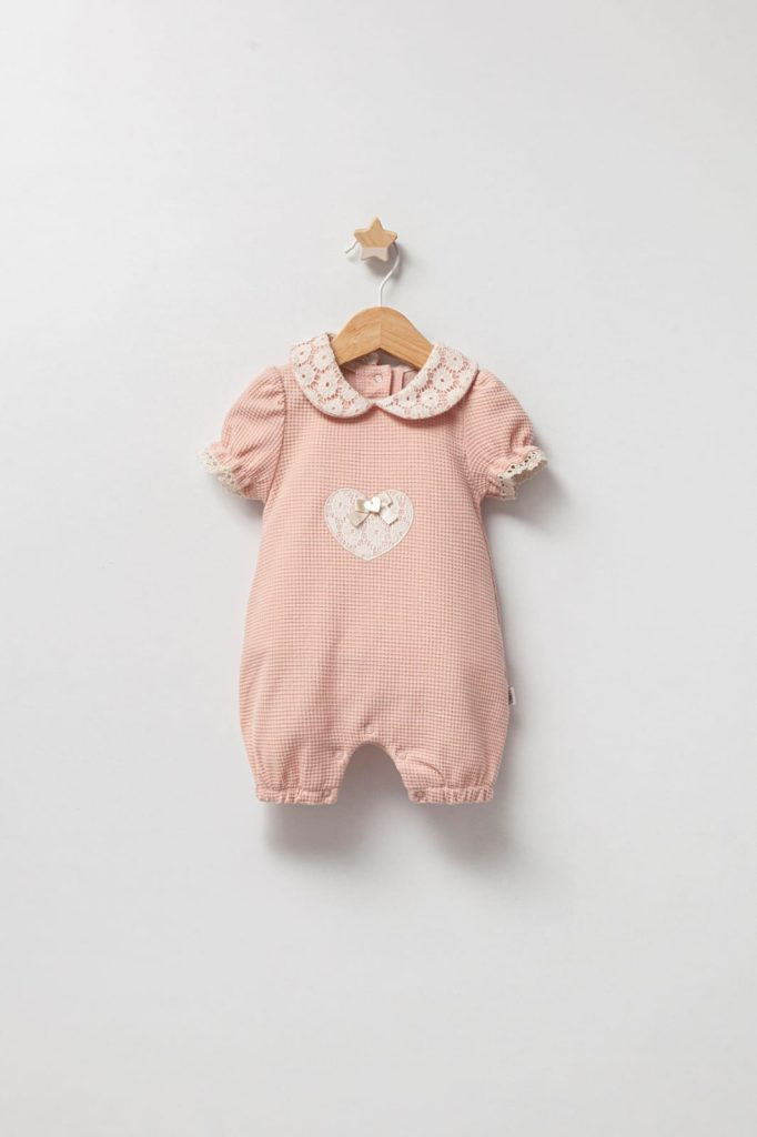 Baby Girls Heart Embossed Spanish Romper (1-6M)