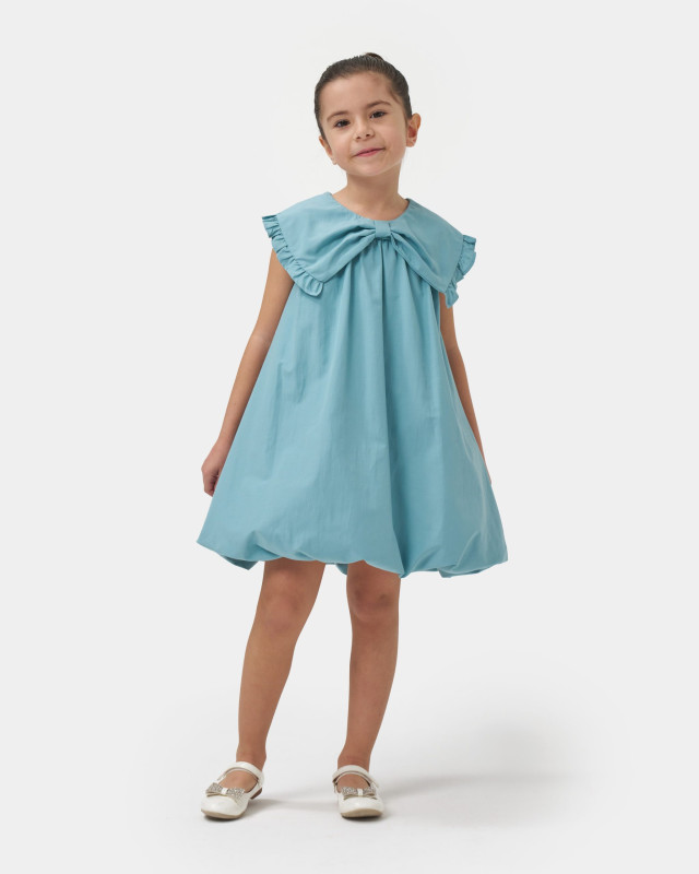 Girls Balloon Bow Cotton Dress (3-8Y)