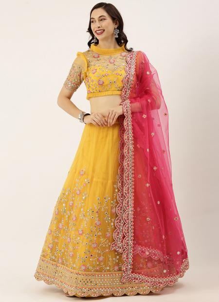 Latest Designer Multi Embroidery Fancy Net Lehenga Cholis Collection
