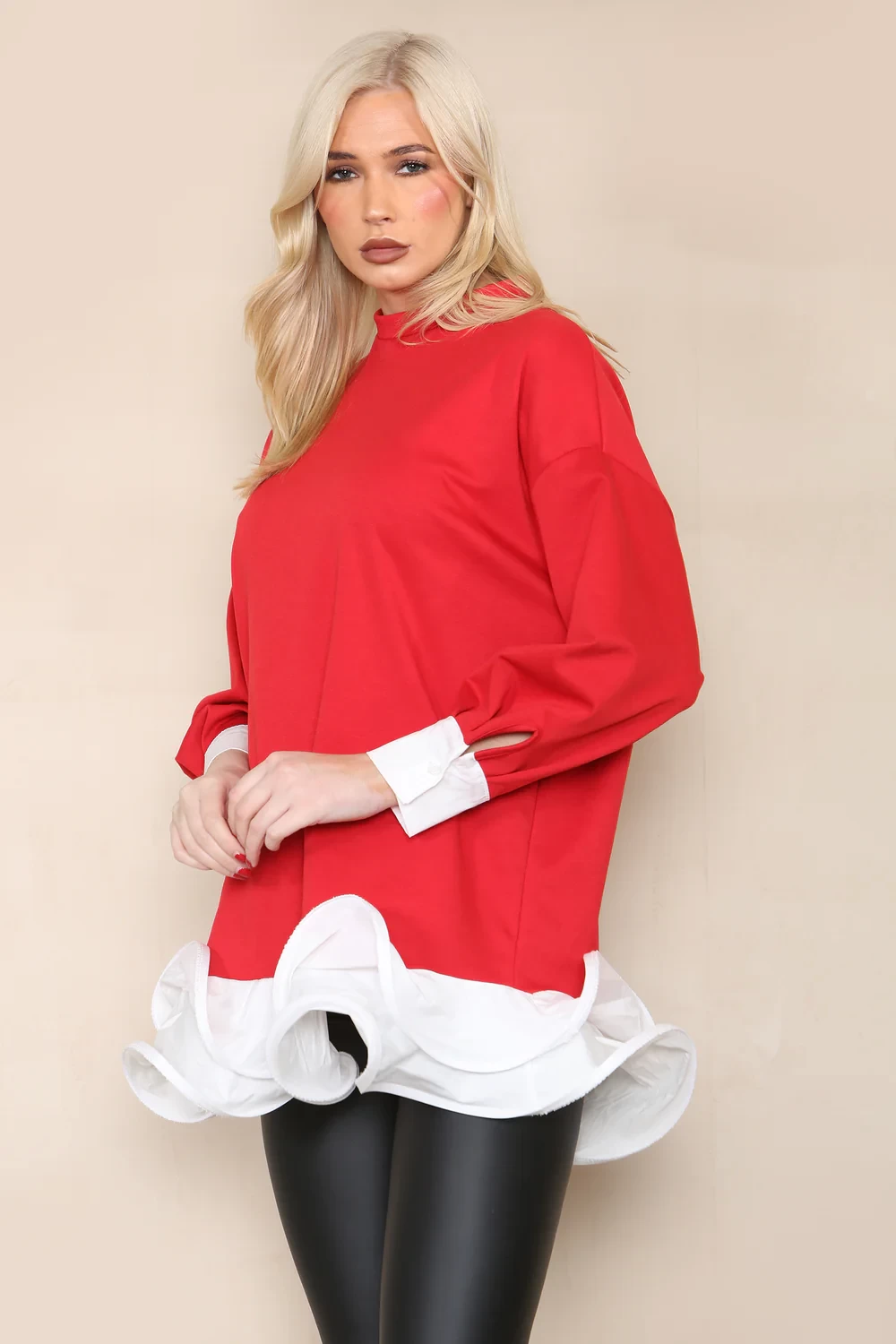 PEPLUM SHIRT DETAIL SWEAT