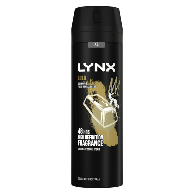 Lynx Gold Oud Wood and Fresh Vanilla Scent Men's Deodorant Body Spray 200ml