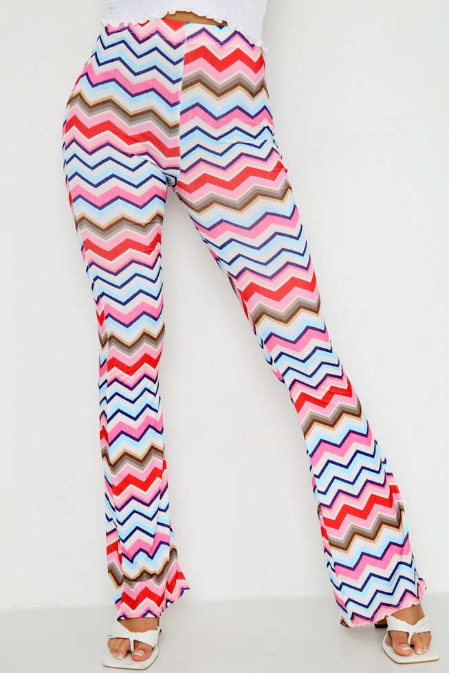 Zigzag Print Wide Leg Trousers
